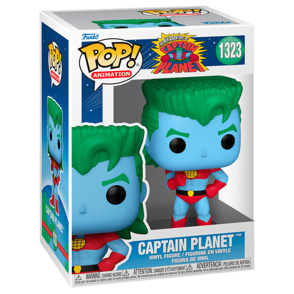 Figurine POP Captain Planet FUNKO en vinyle de 9 cm présentée dans sa boîte cadeau officielle