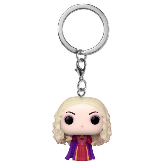 Vue rapprochée du porte-clés Disney Hocus Pocus 2 Sarah montrant la finition soignée et les couleurs vives
