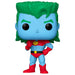 Vue rapprochée de la figurine POP Captain Planet FUNKO montrant les détails colorés et le design unique