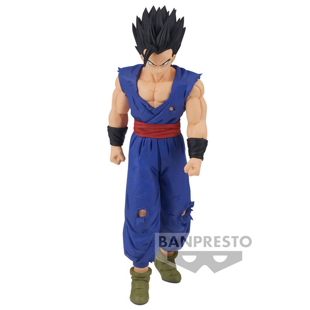 Figurine Son Gohan Ultimate 19cm de Dragon Ball Super en pose dynamique, vue avant détaillée
