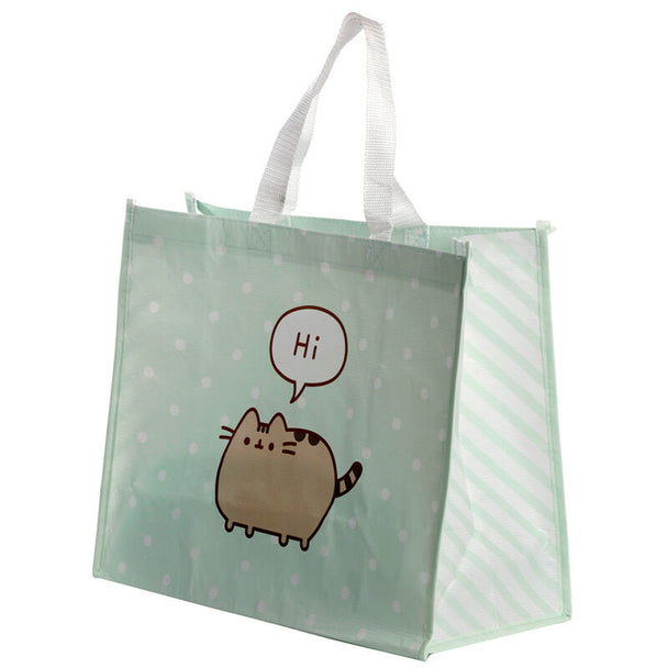 Sac de shopping Pusheen Cat PUCKATOR vu de face avec design coloré et dimensions visibles