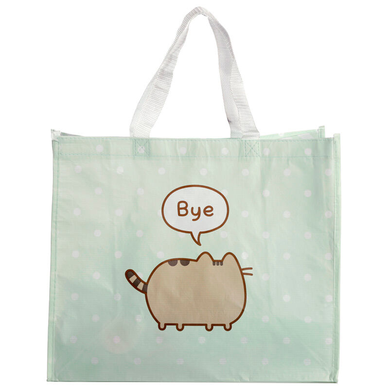 Vue latérale du sac de shopping Pusheen Cat montrant sa profondeur de 17 cm