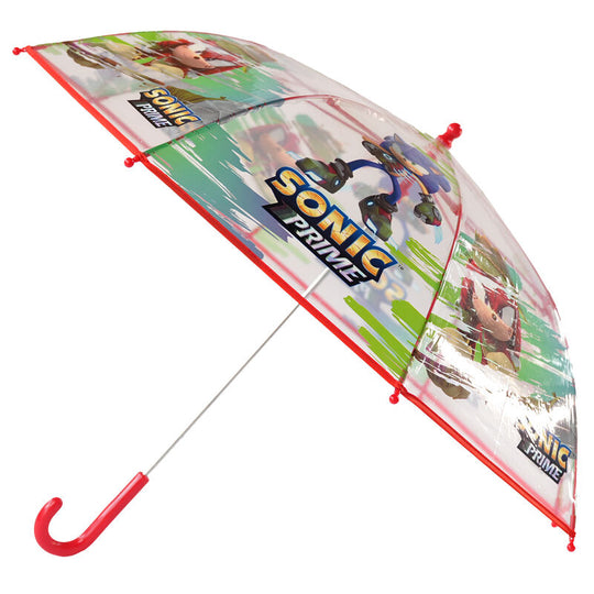 Parapluie transparent Sonic the Hedgehog enfant ouvert avec manche crochet de 48 cm
