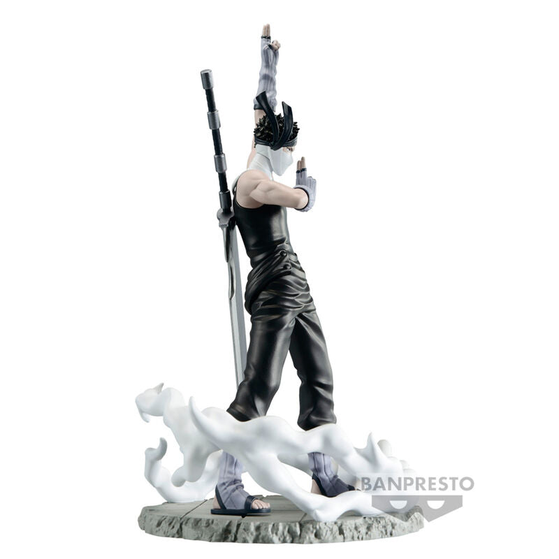 Vue latérale de la figurine Momochi Zabuza signée BANPRESTO, haute de 14cm