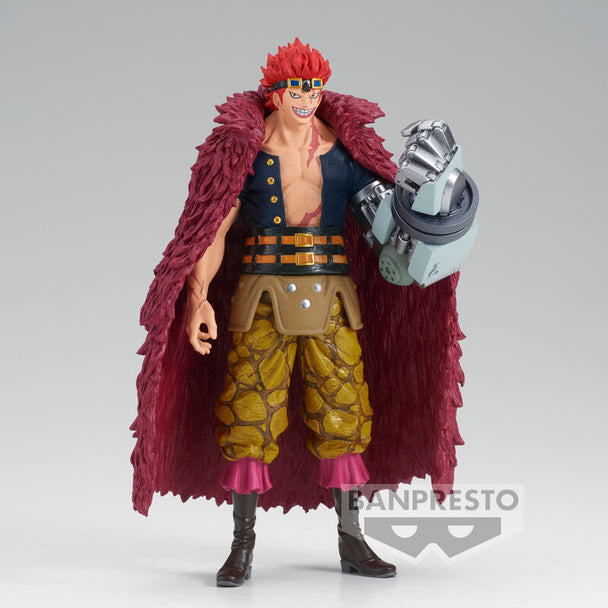 Profil latéral de la figurine Eustass Kid BANPRESTO Grandline Series, mettant en valeur ses accessoires