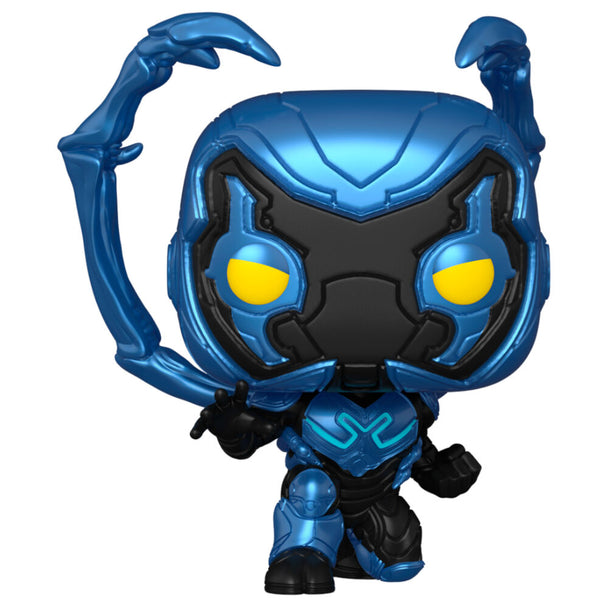 Zoom sur la figurine Blue Beetle FUNKO POP avec détails colorés et finition soignée