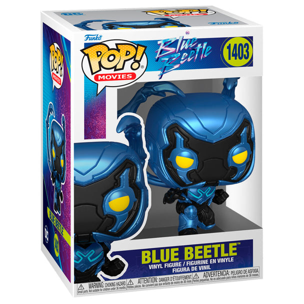 Figurine POP FUNKO Blue Beetle DC Comics en vinyle de 9 cm présentée dans sa boîte cadeau originale