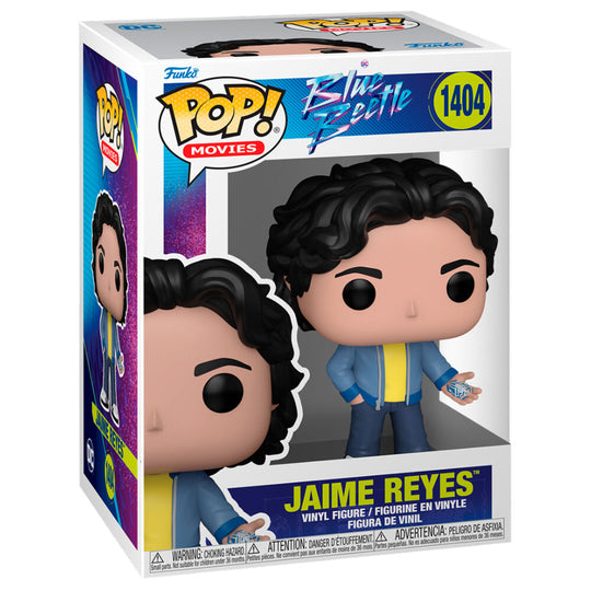 Figurine Funko POP Blue Beetle Jaime Reyes en vinyle de 9 cm dans sa boîte cadeau officielle