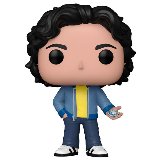 Vue rapprochée de la figurine Funko POP Blue Beetle Jaime Reyes avec détails colorés du costume