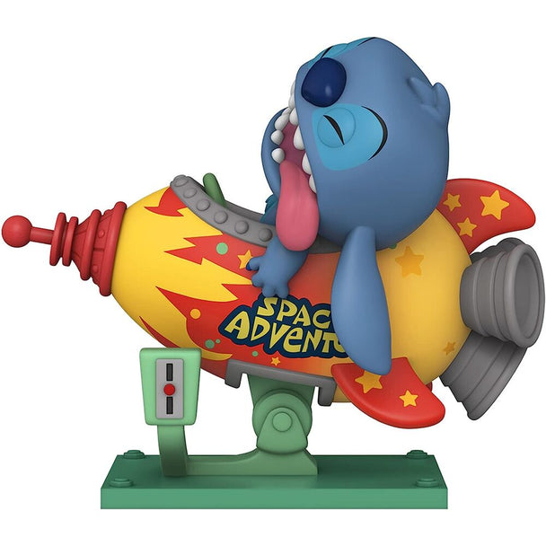 Photo de la figurine Stitch en fusée de profil montrant les couleurs vives et le design détaillé