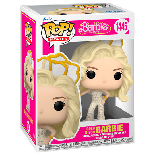 Figurine Funko POP Barbie Gold Disco de 9 cm en vinyle avec tenue dorée brillante, vue avant