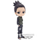 Présentation de la figurine Q Posket Nara Shikamaru sous un éclairage mettant en valeur les couleurs
