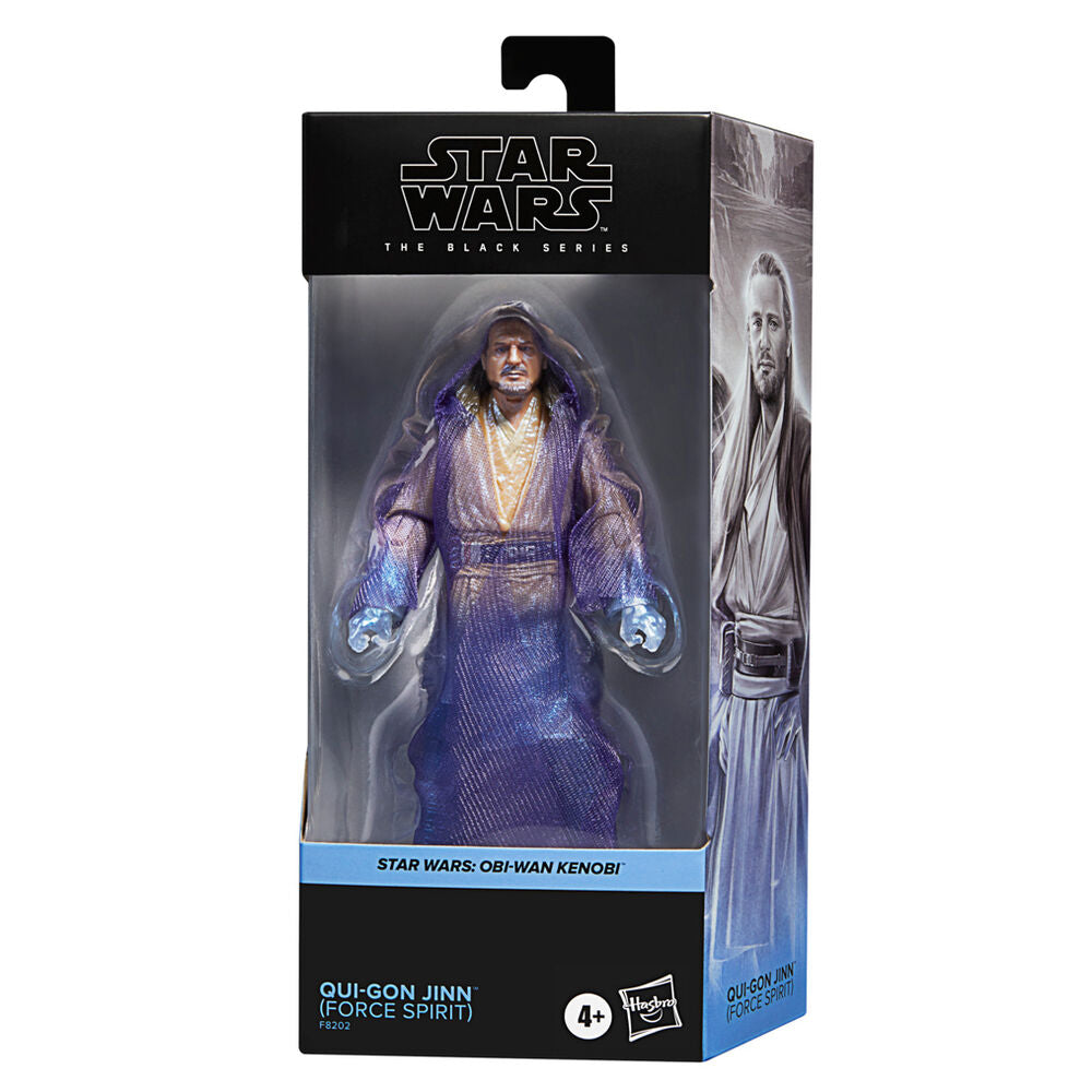 Vue de face de la figurine Obi-Wan Kenobi avec accessoires inclus