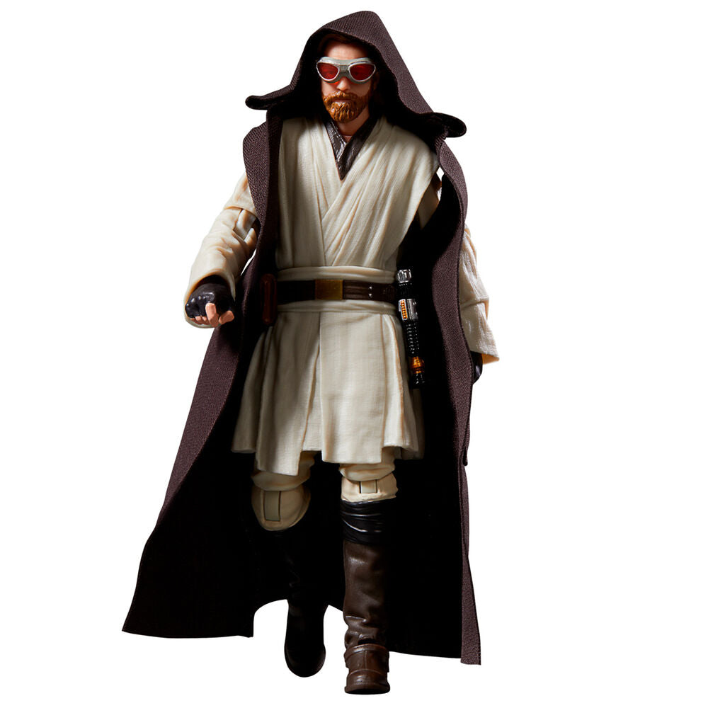Figurine Obi-Wan Kenobi en posture de combat avec sabre laser allumé