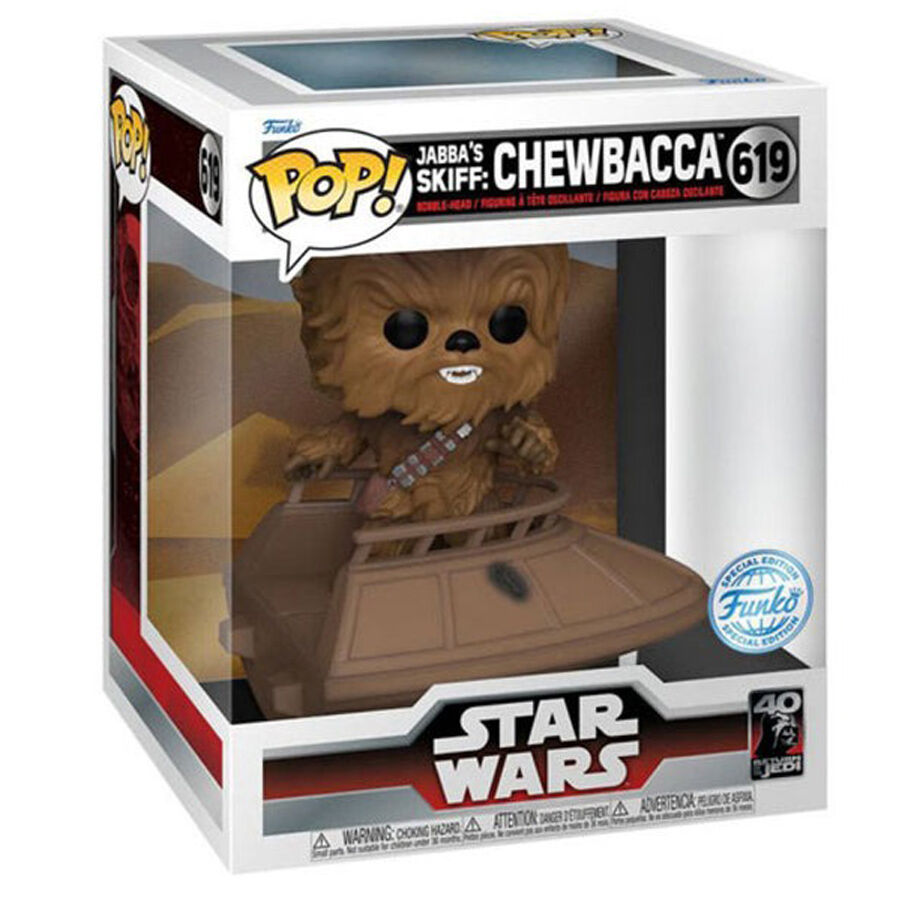 Figurine POP Deluxe Chewbacca exclusive FUNKO édition 40e anniversaire Retour du Jedi vue de face avec détails réalistes
