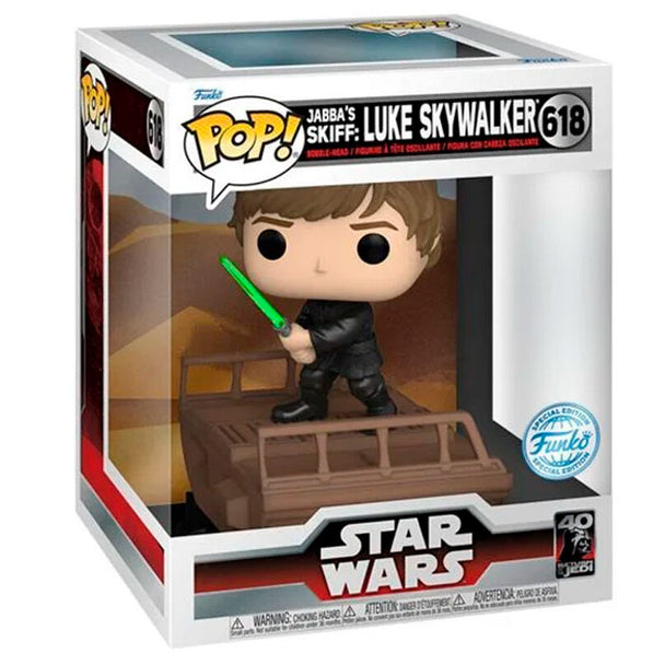 Figurine POP Deluxe de Luke Skywalker en édition exclusive pour le 40e anniversaire de Star Wars Return of the Jedi, vue de face.