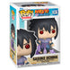 Figurine Funko POP Sasuke Uchiha de Naruto Shippuden en vinyle, vue de face avec détails précis et boîte cadeau à l'arrière