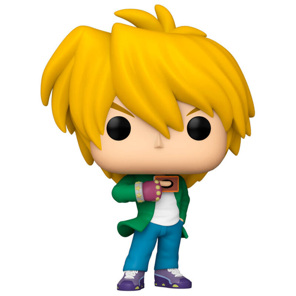 Vue rapprochée de la figurine Funko POP Joey Wheeler, personnage de la série Yu-Gi-Oh!, avec détails colorés et design fidèle