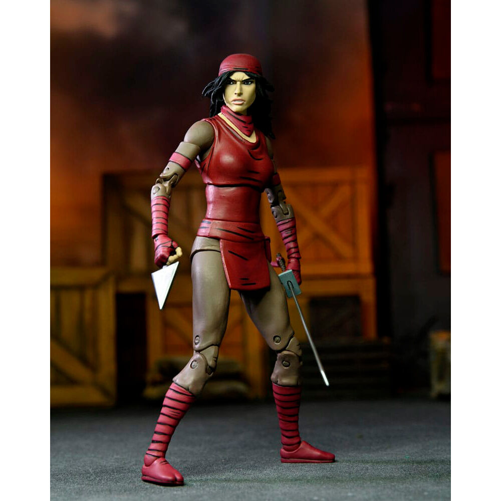 Vue rapprochée du visage détaillé de la figurine Karai Ultimate NECA