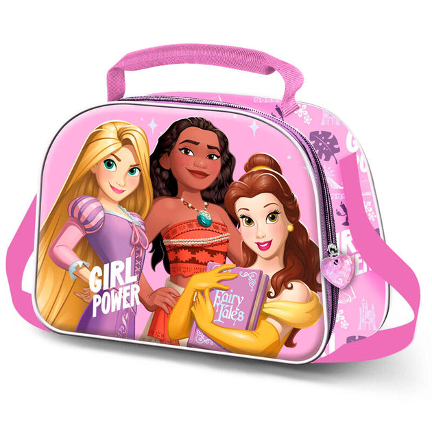 Sac à déjeuner 3D Disney Princesses KARACTERMANIA avec illustrations colorées, dimensions 20x25,5x10cm.