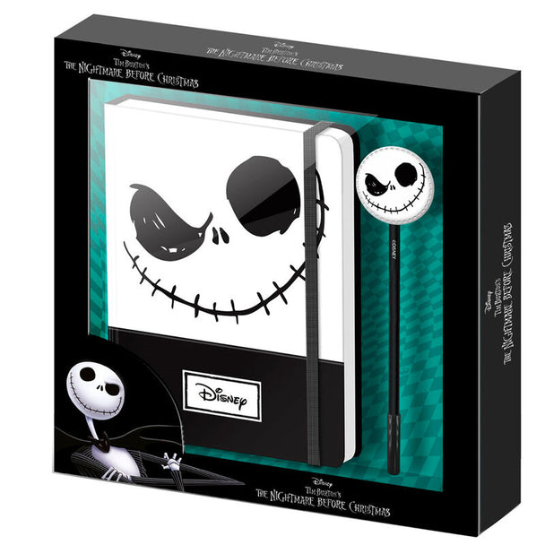 Vue de face du carnet Disney L'Étrange Noël de M. Jack avec couverture illustrée aux couleurs sombres et personnages emblématiques