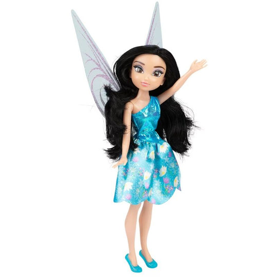 Vue latérale de la poupée Disney Fairies Clochette avec cheveux blonds
