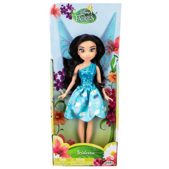 Poupée Clochette Disney Fairies posée sur un fond coloré féerique