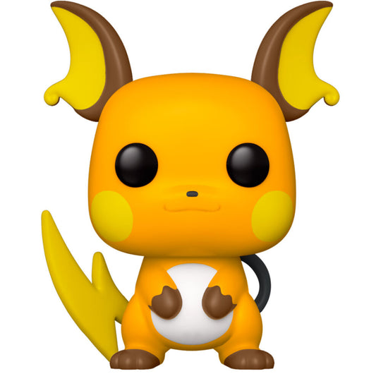 Figurine Funko POP Raichu Pokémon en vinyle de 9 cm vue de face dans sa boîte vitrine transparente