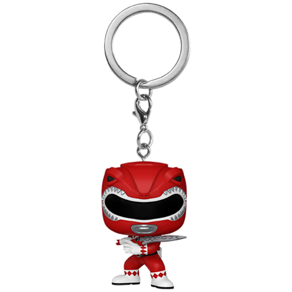 Porte-clés Funko Pocket POP Power Rangers édition 30e anniversaire Red Ranger vue de face avec détails précis
