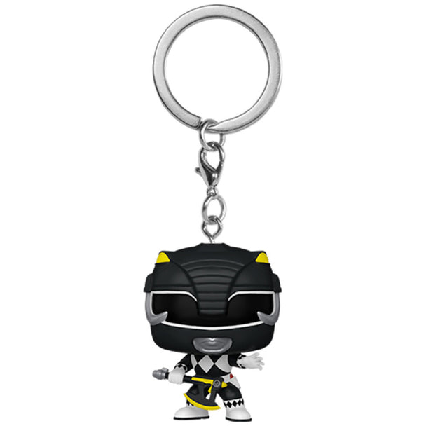 Porte-clés FUNKO Pocket POP représentant le Black Ranger des Power Rangers, édition 30e anniversaire, vu de face avec détails colorés