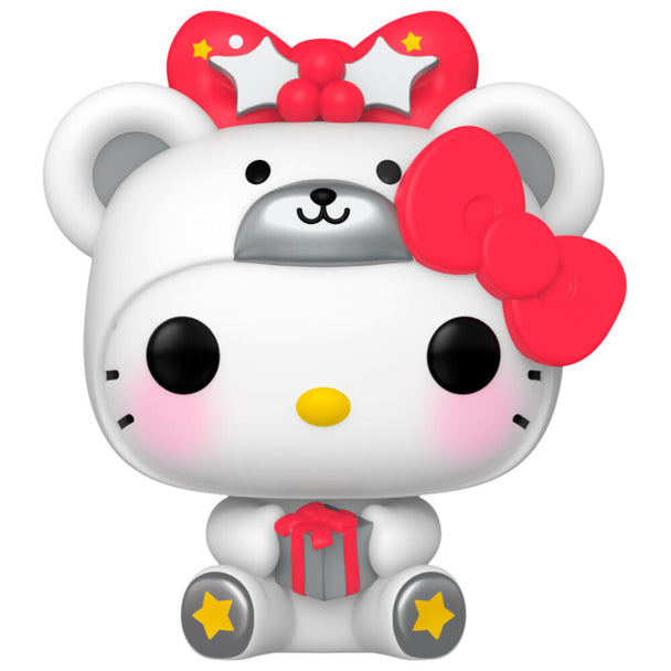 Figurine Funko POP Sanrio Hello Kitty déguisée en ours polaire, vue de face dans sa boîte vitrine transparente