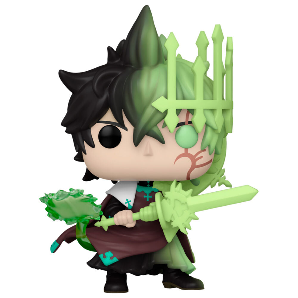 Figurine Funko POP Yuno Esprit du Zéphyr de Black Clover en vinyle, hauteur 9 cm, présentée dans sa boîte vitrine.