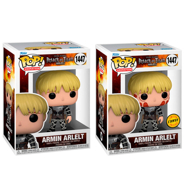 Figurine Funko POP Armin Arlelt d'Attack on Titan vue de face avec détails précis du visage