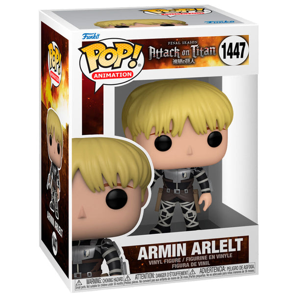 Boîte vitrine de la figurine Funko POP Armin Arlelt montrant le packaging officiel FUNKO