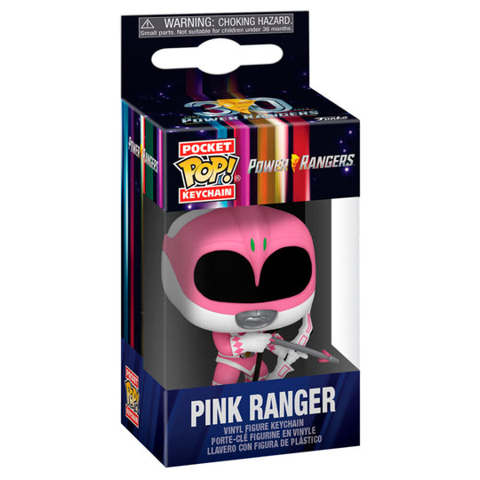 Porte-clés Pocket POP Pink Ranger édition 30e anniversaire Power Rangers FUNKO vue de face avec détails colorés