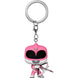 Porte-clés FUNKO Pocket POP Pink Ranger anniversaire 30 ans Power Rangers présenté sur fond blanc montrant ses dimensions compactes