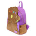 Sac à dos Loungefly Marvel Thanos Gant vu de face avec détails dorés et cuir vegan