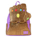 Vue latérale du sac à dos Loungefly Marvel Thanos Gant montrant les bandoulières réglables
