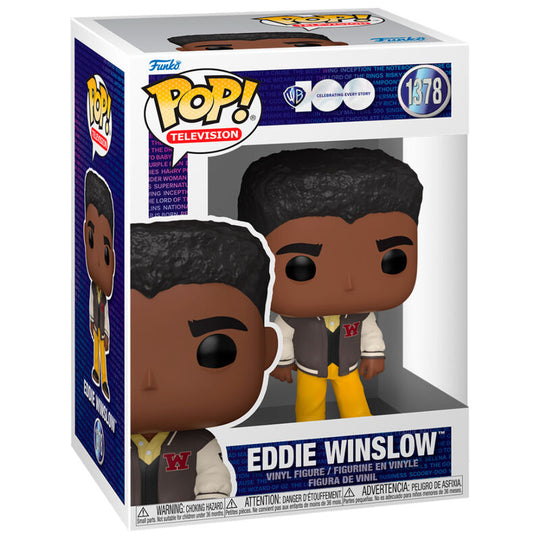 Figurine Funko POP Eddie Winslow de 9 cm dans sa boîte vitrine transparente, vue de face avec détails colorés