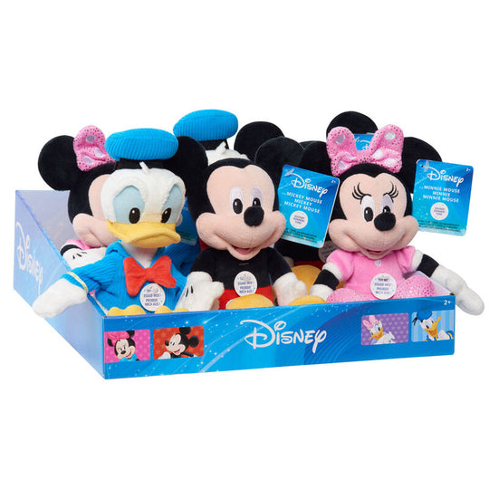 Peluches Disney assorties de 25 cm avec fonction sonore, vue d'ensemble des personnages