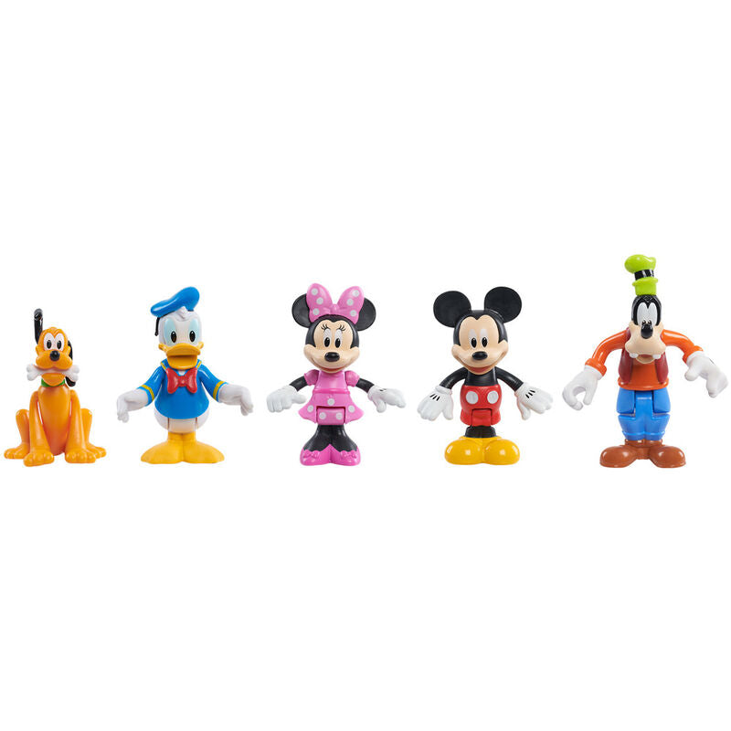 Ensemble de plusieurs figurines Disney Mickey assorties posées sur une surface blanche