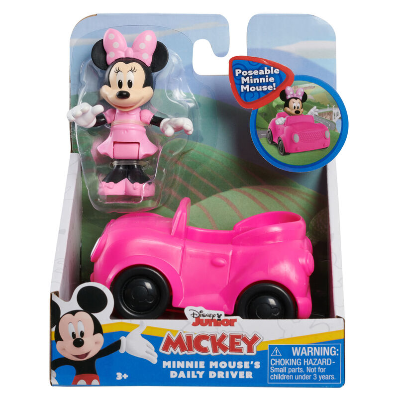 Vue latérale de la figurine Minnie Mouse en position debout avec ses mains levées