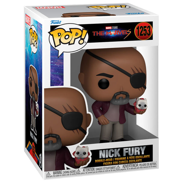 Figurine Funko POP Nick Fury Marvel 9cm en vinyle avec boîte vitrine transparente, vue de face