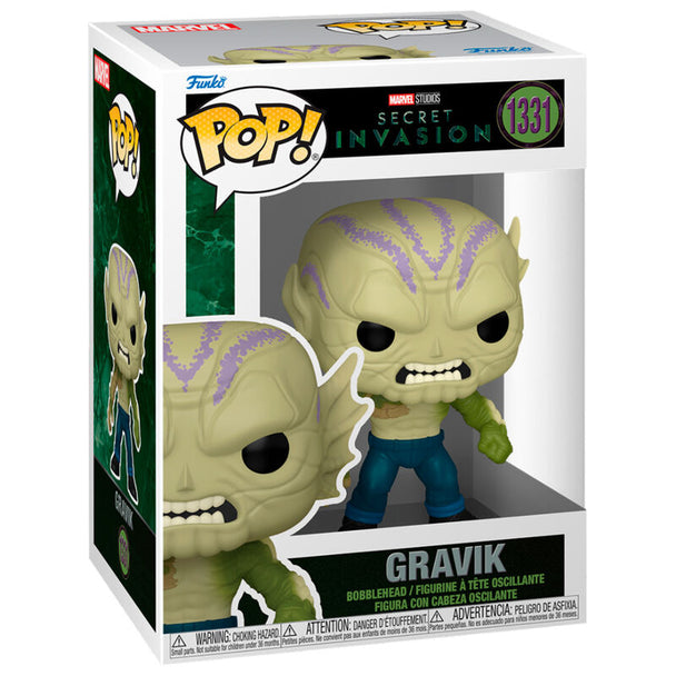 Boîte collector Funko POP Marvel Secret Invasion Gravik avec figurine visible et design officiel FUNKO