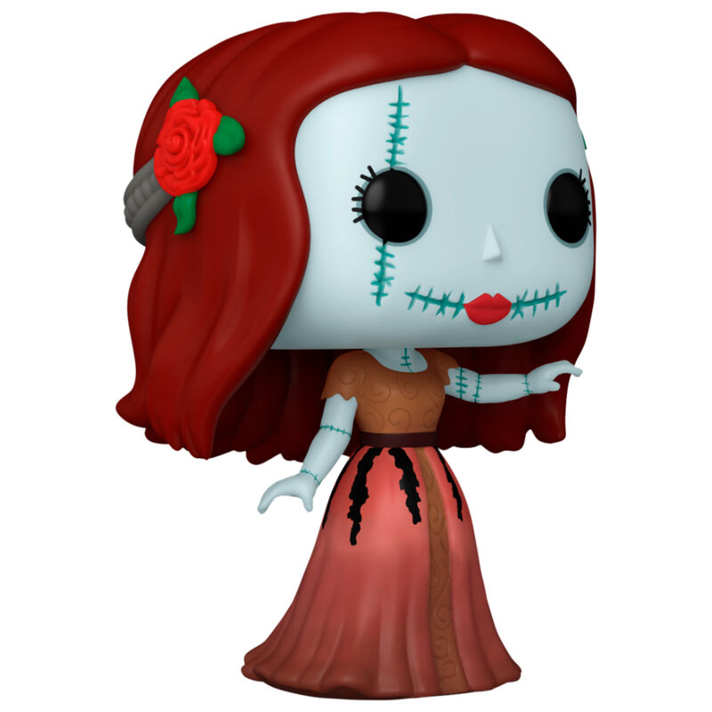 Vue rapprochée de la figurine Funko POP Sally en vinyle montrant les détails colorés et la boîte collector