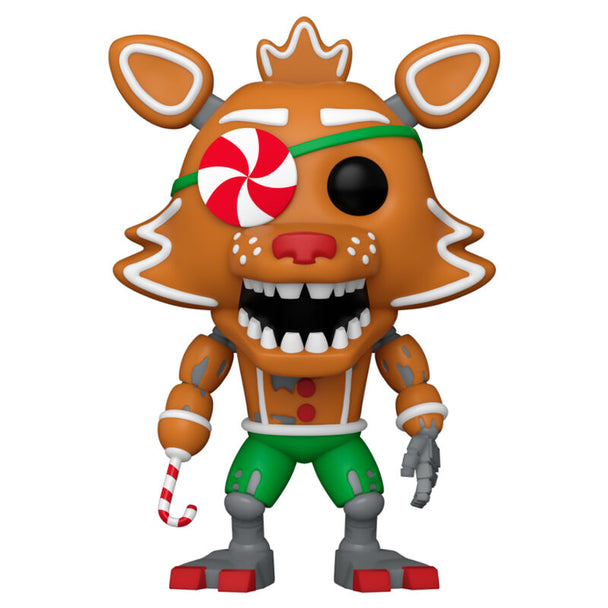 Figurine Funko POP Holiday Gingerbread Foxy de Five Nights at Freddy's vue de face dans sa boîte vitrine transparente
