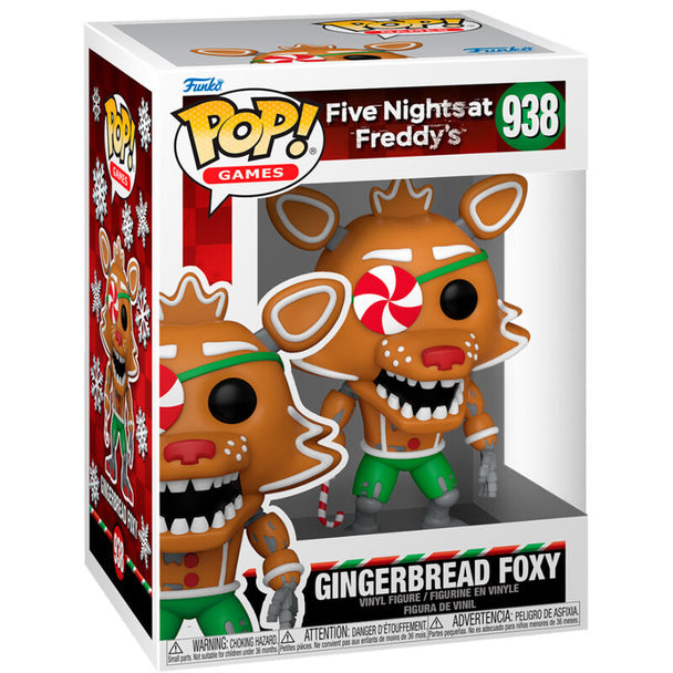 Détail de la figurine Funko POP Holiday Gingerbread Foxy avec son design festif en pain d'épices sur fond blanc