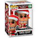 Vue rapprochée de la figurine Santa Freddy Funko POP avec détails de la tenue de Père Noël