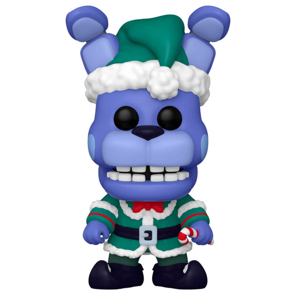 Vue rapprochée de la figurine Funko POP Bonnie Elfe de Noël montrant les détails du costume et du visage