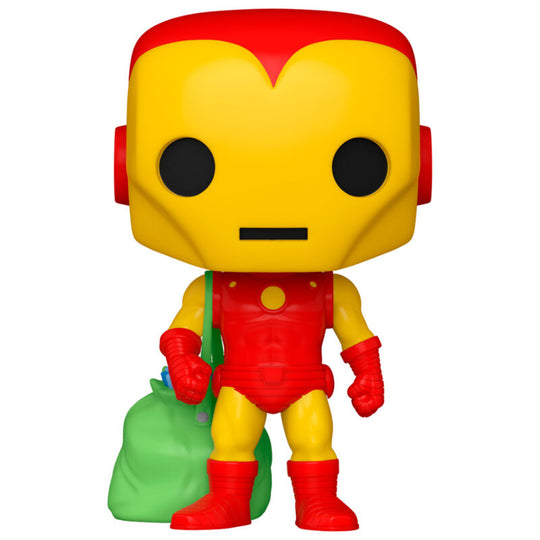 Figurine Funko POP Iron Man Marvel Holiday en vinyle de 9 cm dans son coffret cadeau avec fenêtre, vue de face